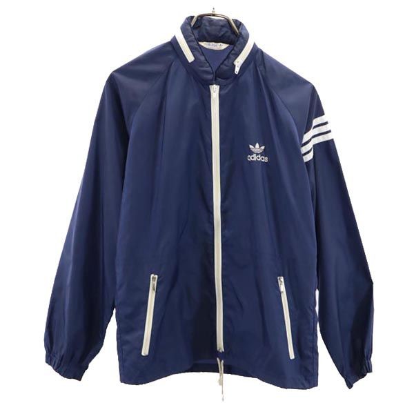 96cm素材アディダス 80s ヴィンテージ USA製 ジップ トレフォイルロゴ ジャケット XL 水色系 adidas ウインドブレーカー メンズ   【230904】