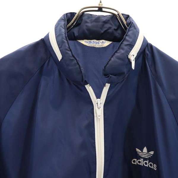 96cm素材アディダス 80s ヴィンテージ USA製 ジップ トレフォイルロゴ ジャケット XL 水色系 adidas ウインドブレーカー メンズ   【230904】