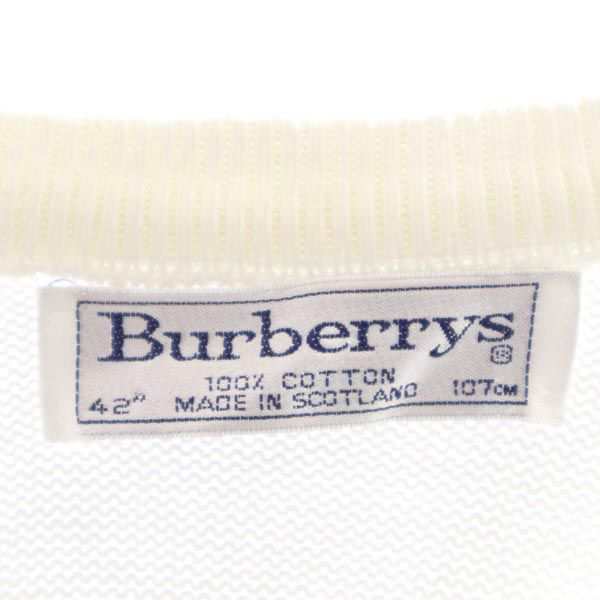 バーバリーズ 90s オールド Vネック ニット 42 白 Burberrys 長袖