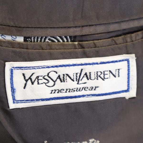 イヴサンローラン フランス製 ウール100％ ストライプ柄 テーラードジャケット 39S ネイビー YVES SAINT LAURENT ブレザー メンズ   【230929】39S着丈