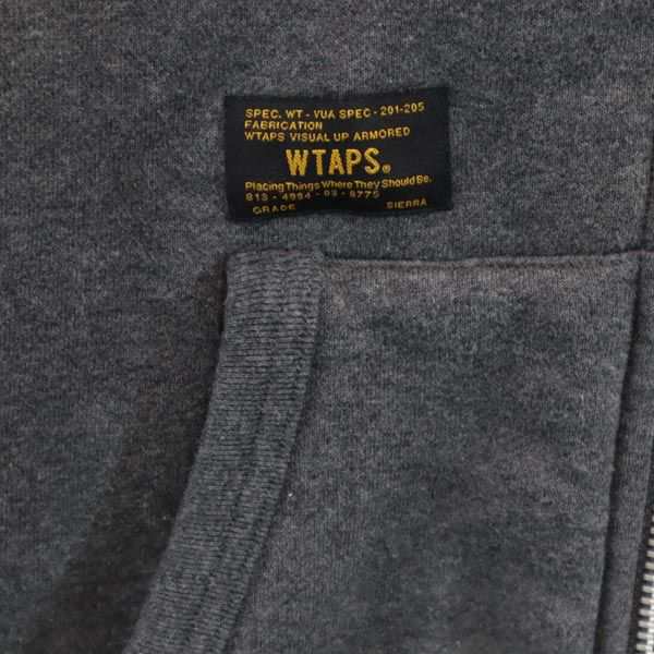 ダブルタップス 日本製 ジップパーカー S グレー WTAPS 裏シャギー 