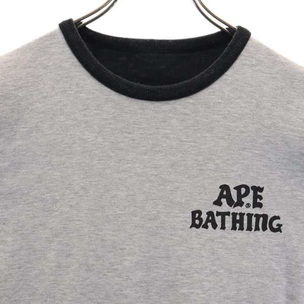 アベイシングエイプ リバーシブル 長袖 Tシャツ S 黒×グレー A BATHING