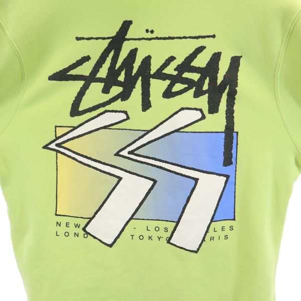 ステューシー バックロゴプリント 長袖 スウェットパーカー M ライム STUSSY メンズ 231023｜au PAY マーケット