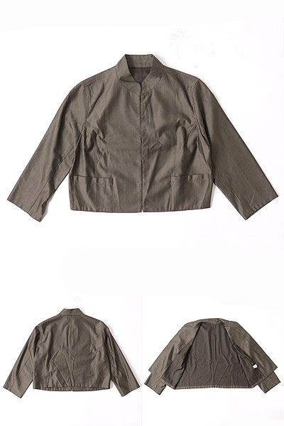 美品△正規品 19SS Jurgen Lehl ヨーガンレール レディース ウール×シルク スタンドカラー ジャケット×パンツ セットアップ カーキ M