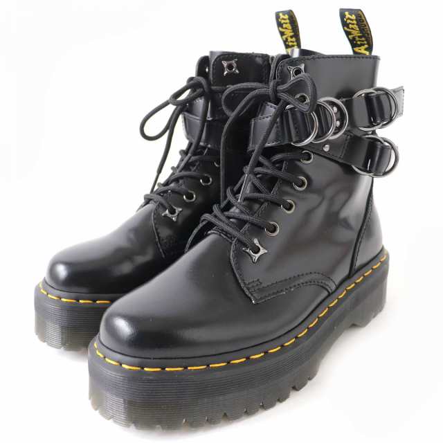 極美品△Dr.Martens ドクターマーチン JADON HDW BUTTERO 8ホール 厚底 レザーブーツ サイドZIP付き ブラック 黒  レディース UK5 オシャ｜au PAY マーケット