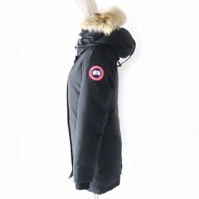 45cm着丈良品△正規品 カナダグース 3037LA VICTORIA PARKA  ヴィクトリアパーカー ファー・フード付 ダウンコート ブラック 黒 レディース XS