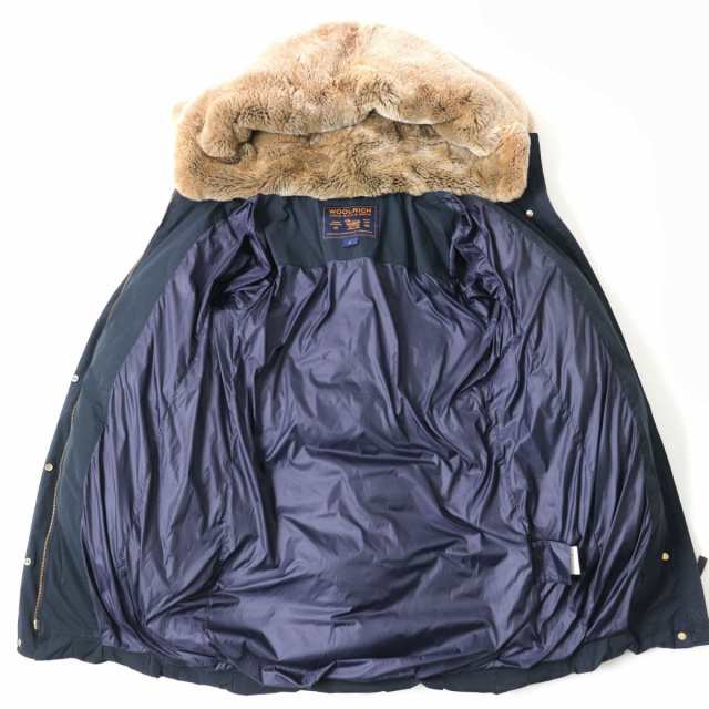 良品△正規品 定価146,300円 ウールリッチ IENA別注 18AW WWCPS2725D COCOON ESKIMO ラビットファー付 ダウンコート レディース ネイビー S41cm袖丈