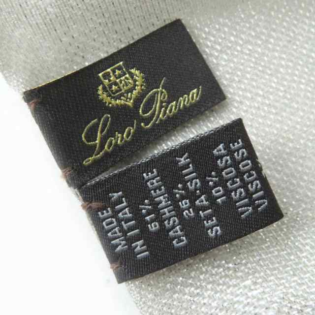 美品△Loro piana ロロピアーナ 一部ラメ糸入り ミニフリンジ付き ...