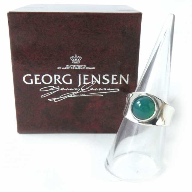 美品△GEORG JENSEN ジョージジェンセン 124 カルセドニー 石 リング ...