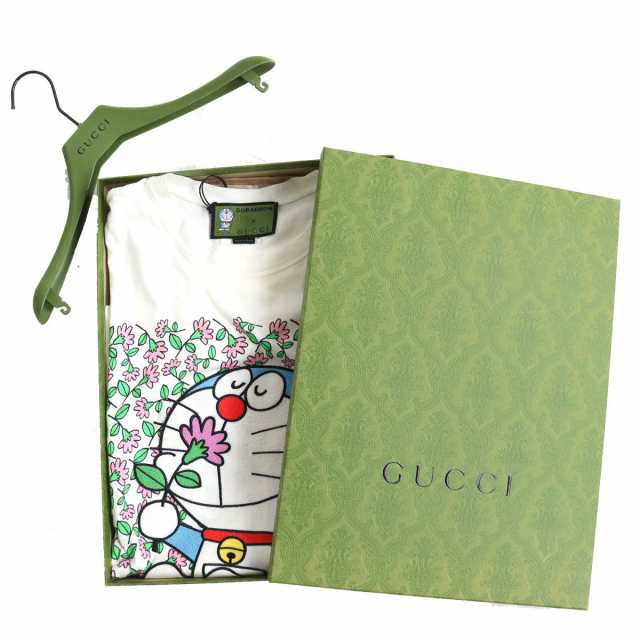 未使用品△正規品 GUCCI グッチ 615044 ドラえもん×花柄 クルーネック 半袖 Tシャツ オーバーシルエット オフホワイト×マルチカラー  XS｜au PAY マーケット