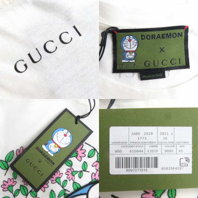 未使用品△正規品 GUCCI グッチ 615044 ドラえもん×花柄 クルーネック 半袖 Tシャツ オーバーシルエット オフホワイト×マルチカラー  XS｜au PAY マーケット