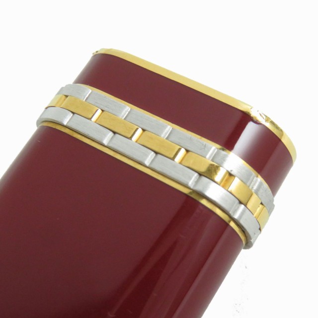 良品△スイス製 Cartier カルティエ ラッカー オーバル ローラー式 ロゴ入り ガスライター ボルドー×ゴールド×シルバー 着火確認済み◎｜au  PAY マーケット