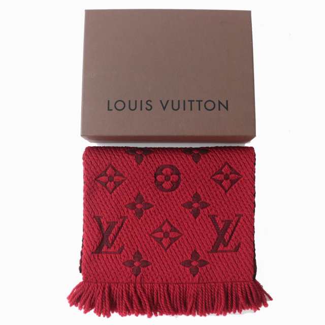 美品△正規品 LOUIS VUITTON ルイヴィトン M72432 エシャルプ ロゴマニア モノグラム シルク混 ニットマフラー ルビー レッド  伊製 箱付｜au PAY マーケット