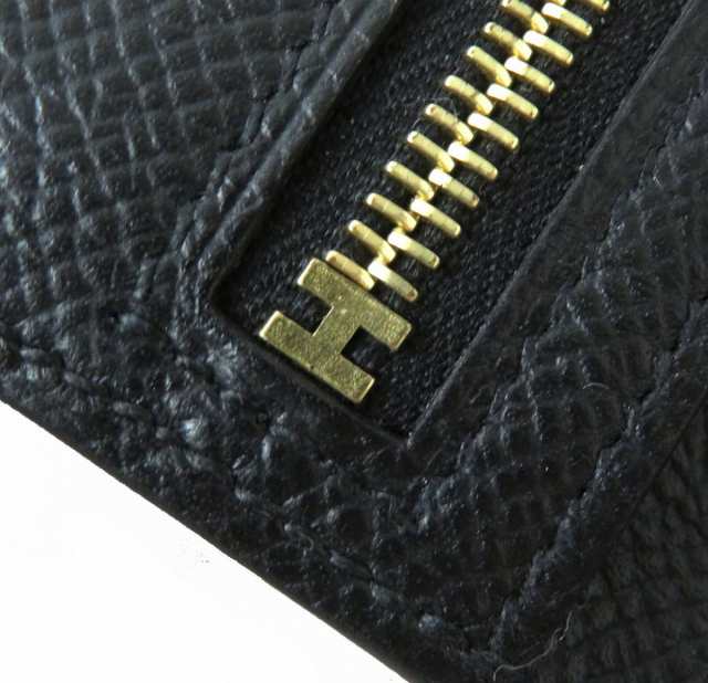 未使用品△HERMES エルメス ベアンコンパクト ヴォーエプソン ゴールド金具 レザーウォレット/2つ折り財布 ブラック B刻印 フランス製  箱｜au PAY マーケット