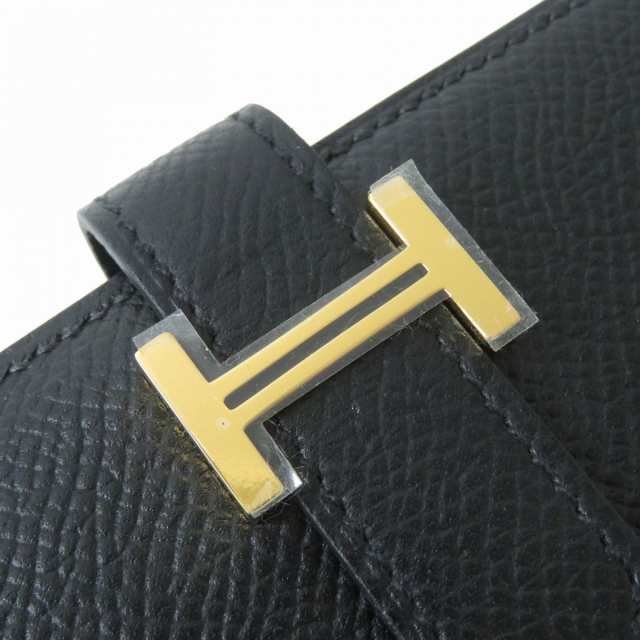 未使用品△HERMES エルメス ベアンコンパクト ヴォーエプソン ゴールド金具 レザーウォレット/2つ折り財布 ブラック B刻印 フランス製  箱｜au PAY マーケット