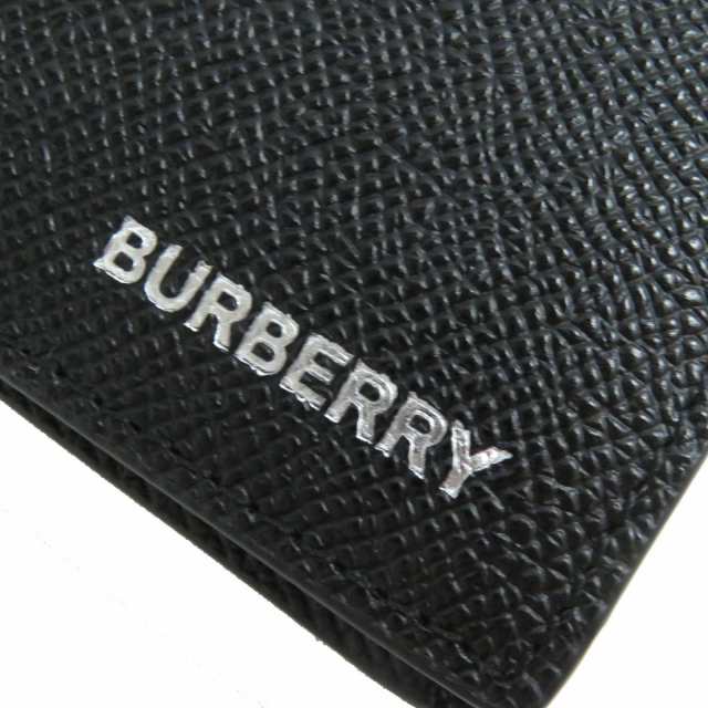 未使用品△BURBERRY バーバリー 8014653 GRAINY LEATHER INTERNATIONAL BIFOLD WALLET ロゴ入り  二つ折り レザー 財布 ブラック 伊製 箱｜au PAY マーケット