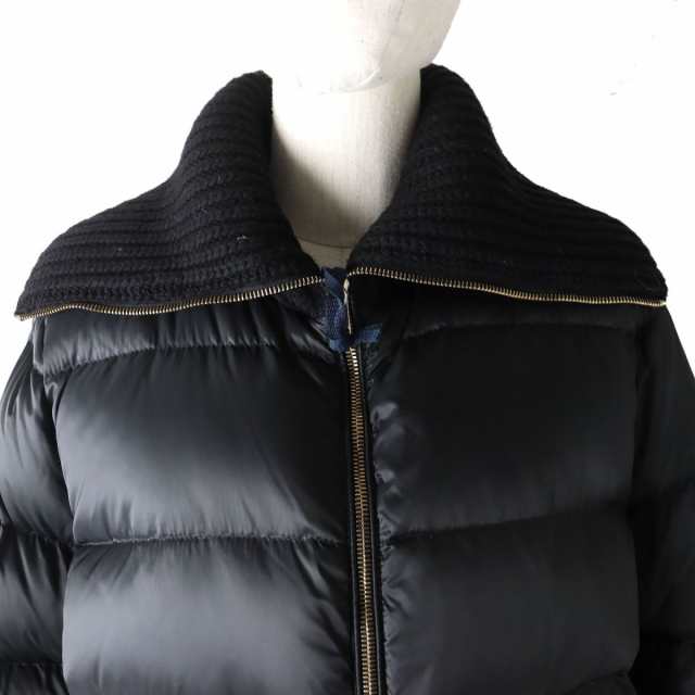 極美△MONCLER モンクレール LABURNUM ラバーナム カシミヤ混ニットカラー ジップダウンコート ゆったりシルエット ブラック 2  レディー｜au PAY マーケット