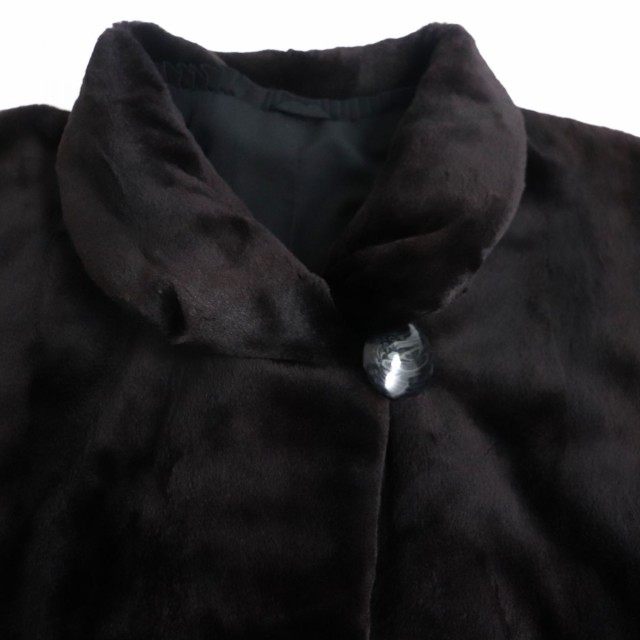 極美品●SAGA MINK サガシェアードミンク 本毛皮コート ダークブラウン（ブラックに近い） F 毛質艶やか・柔らか◎