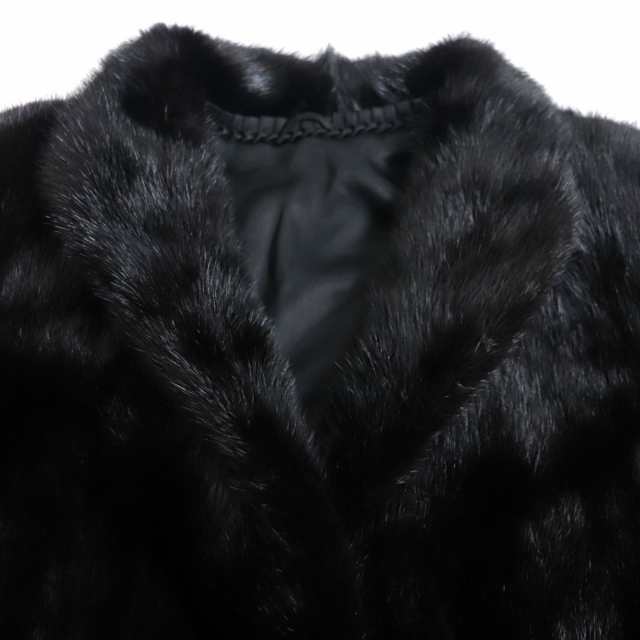 約79cm肩幅美品▼MINK ミンク 本毛皮コート ブラック 毛質艶やか・柔らか◎