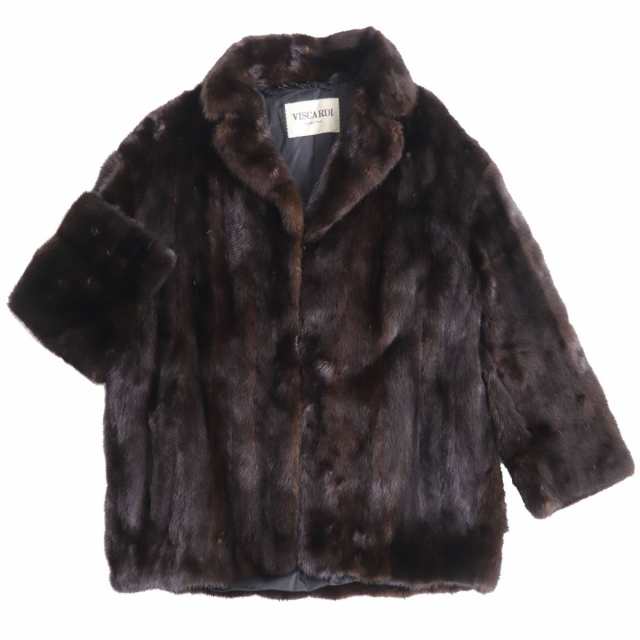 極美品☆VISCARDI ビスカルディ MINK ミンク 本毛皮コート ダーク