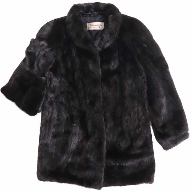 極美品●SAGA MINK サガシェアードミンク 本毛皮超ロングコート ブラック F 毛質艶やか・柔らか◎