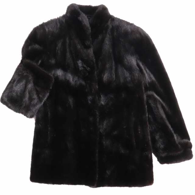 8976円 極美品☆MINK ミンク 本毛皮コート ブラック 13 毛質艶やか・柔らか ...約50cm着丈