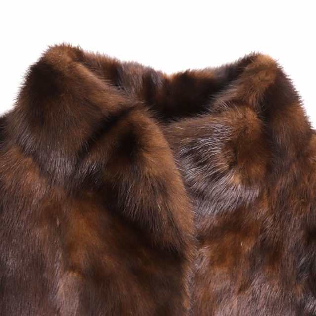 極美品★MINK　ミンク　本毛皮コート　ダークブラウン（ブラックに近い）　13　毛質艶やか・柔らか◎