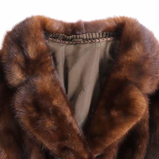 毛並み極美品◇MITSUKOSHI 三越 MINK ミンク 本毛皮コート ブラウン 11 ...