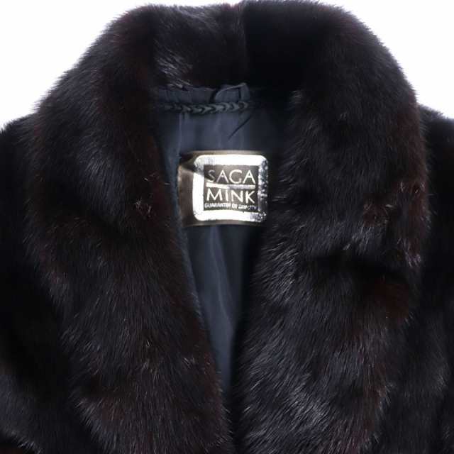 極美品◆SAGA MINK　サガミンク　本毛皮コート　ダークブラウン（ブラックに近い）　F　毛質艶やか・柔らか◎
