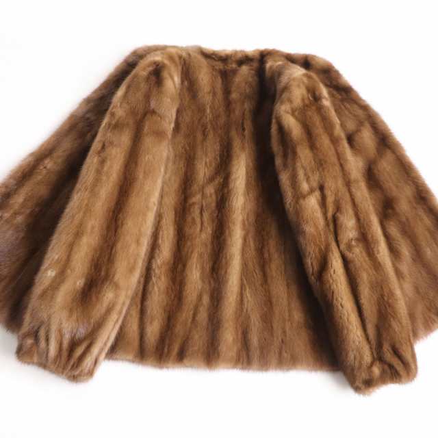 極美品▼SAGA MINK サガ パステルミンク 本毛皮コート ブラウン 大きいサイズ15号 毛質艶やか・柔らか◎