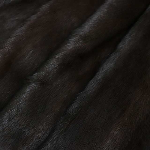 極美品★MINK　ミンク　本毛皮コート　ダークブラウン（ブラックに近い）　15　毛質艶やか・柔らか◎
