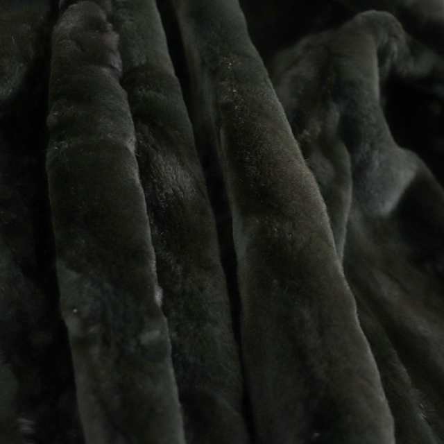 極美品☆MINK シェアードミンク 裏地ペイズリー柄 本毛皮ロングコート ダークグリーン F 毛質艶やか・柔らか◎