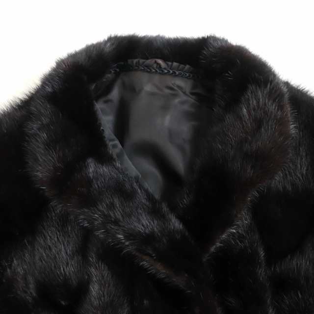 極美品★MINK　ミンク　逆毛　本毛皮コート　ダークブラウン（ブラックに近い）　M　毛質艶やか・柔らか◎