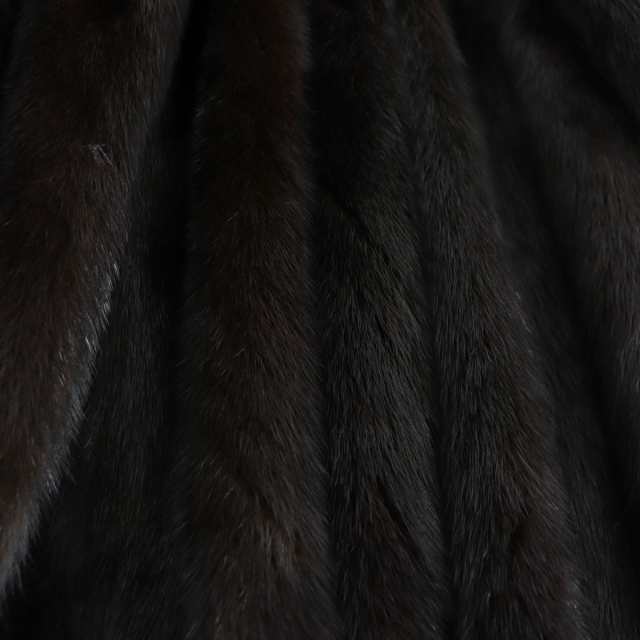 極美品▼MINK ミンク 裏地花柄刺繍入り 本毛皮コート ダークブラウン(ブラックに近い) 毛質艶やか・柔らか◎