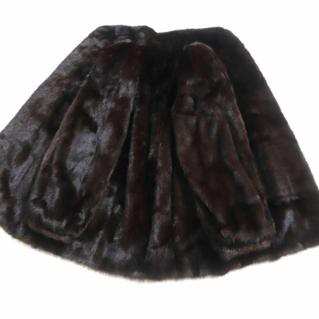 極美品▼MESSALA SAGA MINK サガミンク 本毛皮コート ダークブラウン 大きめサイズ15号 毛質艶やか・柔らか◎