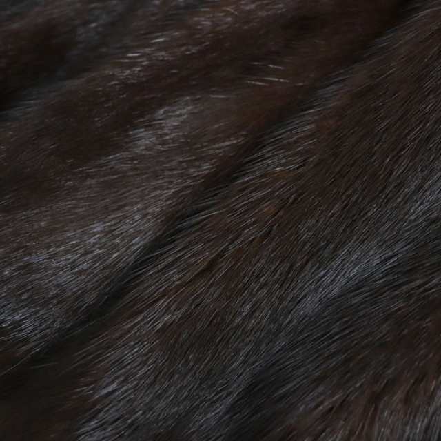 毛並み極美品▽MINK ミンク 裏地花柄刺繍入り 本毛皮コート ダーク