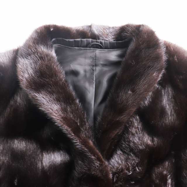 毛並み美品●MINK ミンク 本毛皮ショートコート ジャケット ダークブラウン 13号 毛質艶やか・柔らか◎