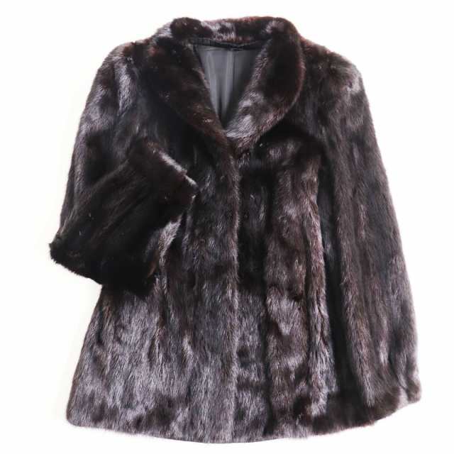 極美品●ROYAL SAGA MINK ロイヤルサガミンク 本毛皮ショートコート ジャケット ダークブラウン（ブラックに近い） 11号  毛質柔らか◎｜au PAY マーケット