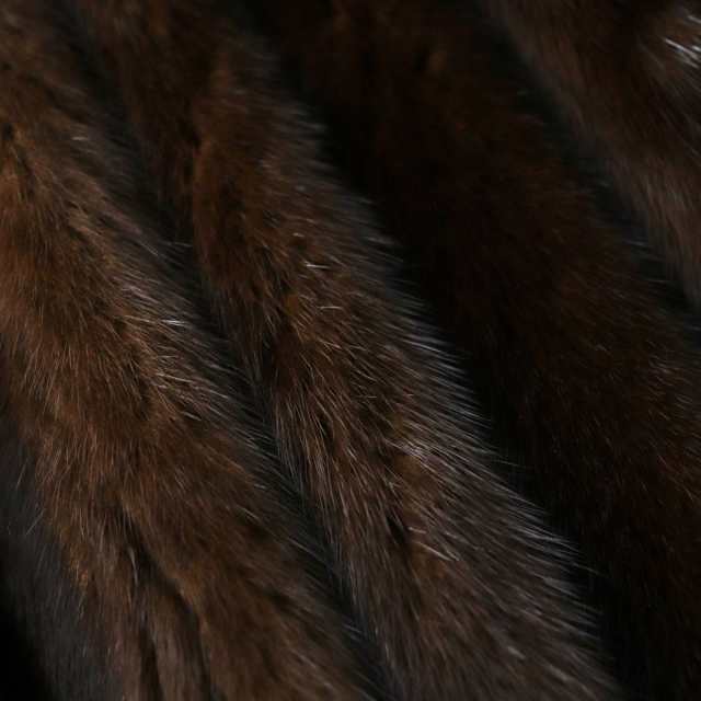 極美品☆OS FUR MINK ミンク 本毛皮コート ダークブラウン 15号 毛質艶