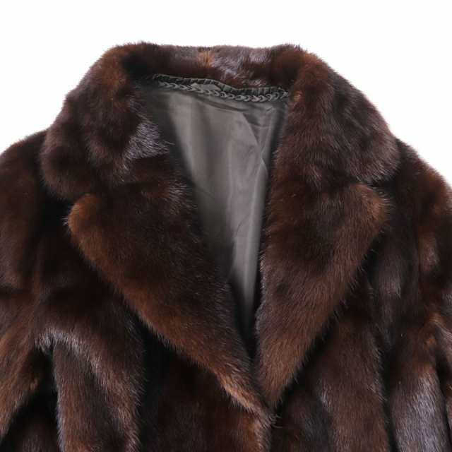 極美品◆MINK ミンク 本毛皮コート ブラック 13 毛質艶やか・柔らか◎