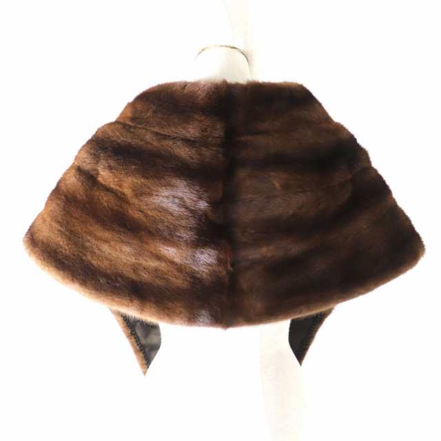 極美品▲MOONBAT FUR ムーンバットファー MINK ミンク 裏地花柄刺繍 房付き 本毛皮ショール/ストール ダークブラウン 毛質艶やか・柔らか◎ g105-st30323-21約34cm房