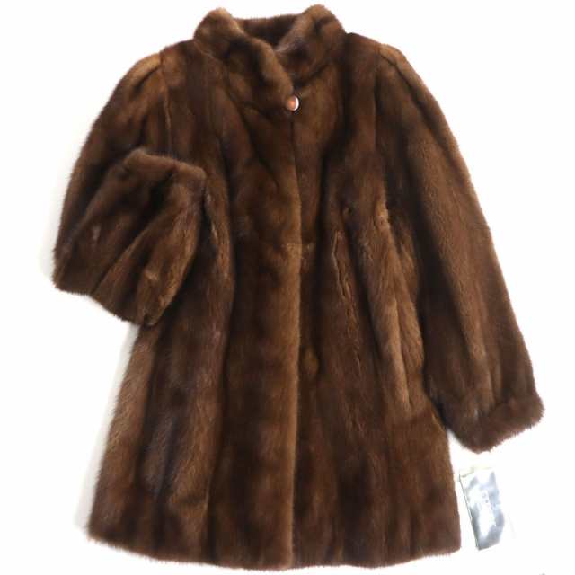 未使用品▽定価89万円 MINK スカンブラウンミンク 裏地シルク 本毛皮