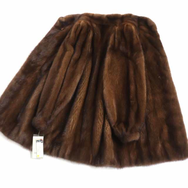 未使用品▽定価89万円 MINK スカンブラウンミンク 裏地シルク 本毛皮