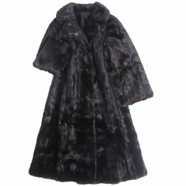 美品▼DONALD BROOKS MINK ミンク 逆毛 裏地花柄刺繍入り 本毛皮超ロングコート ダークブラウン 毛質艶やか・柔らか◎｜au PAY  マーケット