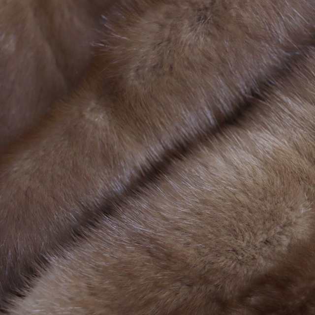 約138cm最大幅極美品★MINK　ミンク　房付き　本毛皮ショール　ブラウン　毛質艶やか・柔らか◎