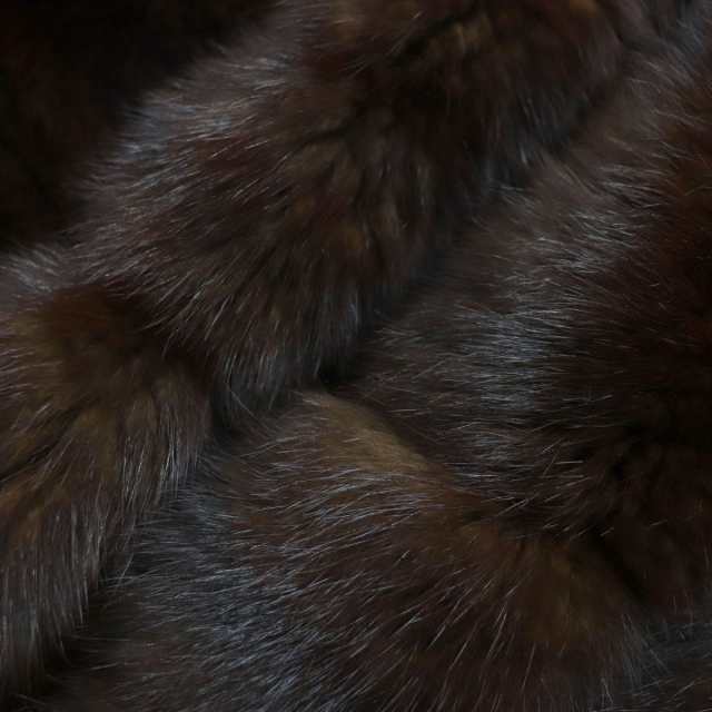 未使用品▼SABLE セーブル 軽量 本毛皮ショール/ストール ダークブラウン 毛質艶やか・柔らか◎ タグ付き