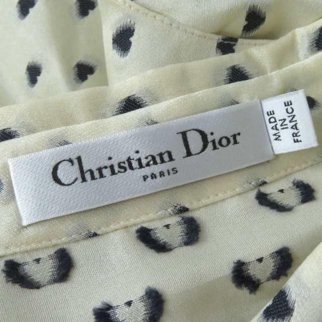 【広尾店】クリスチャン ディオール Christian Dior ドット柄 ワンピースシャツ size36 シルク【12921】