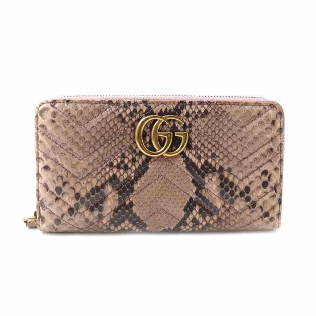 良品 GUCCI グッチ 443123 GGマーモント パイソンレザー ラウンド