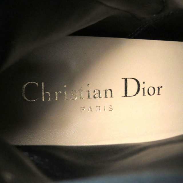 美品★Christian Dior クリスチャンディオール DIOR RHODES 22SS CD金具付 スクエアトゥ レザーショートブーツ  レディース 黒×金 37D 伊｜au PAY マーケット