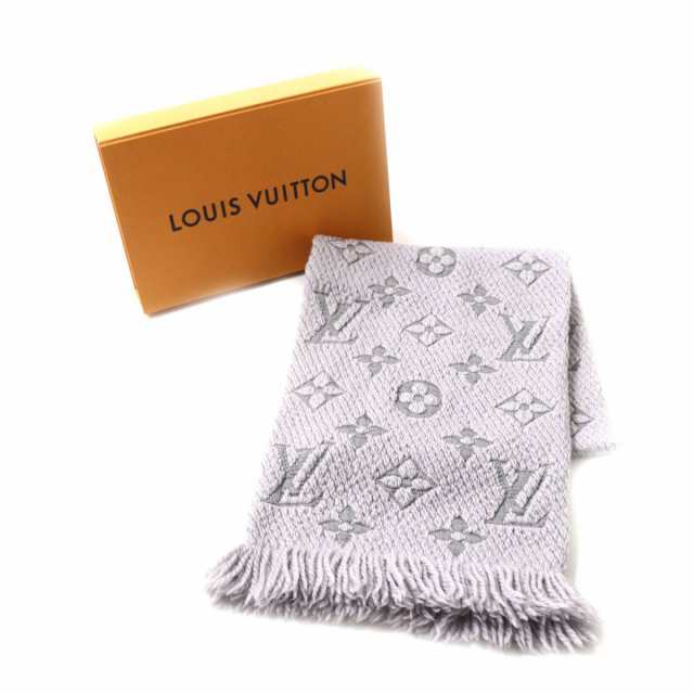 【本物保証】 箱付 超美品 ルイヴィトン LOUIS VUITTON モノグラム エシャルプ ロゴマニア マフラー ウール シルク グリペルル M74742―カラー